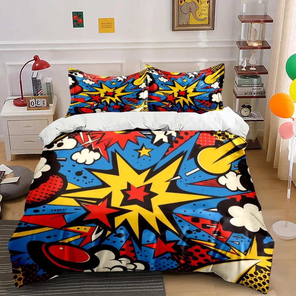 "Abstract Pop Art Decor Set" Bedding Set with 1 Duvet Cover 2 Pillowcases Single Double King Queen Gift