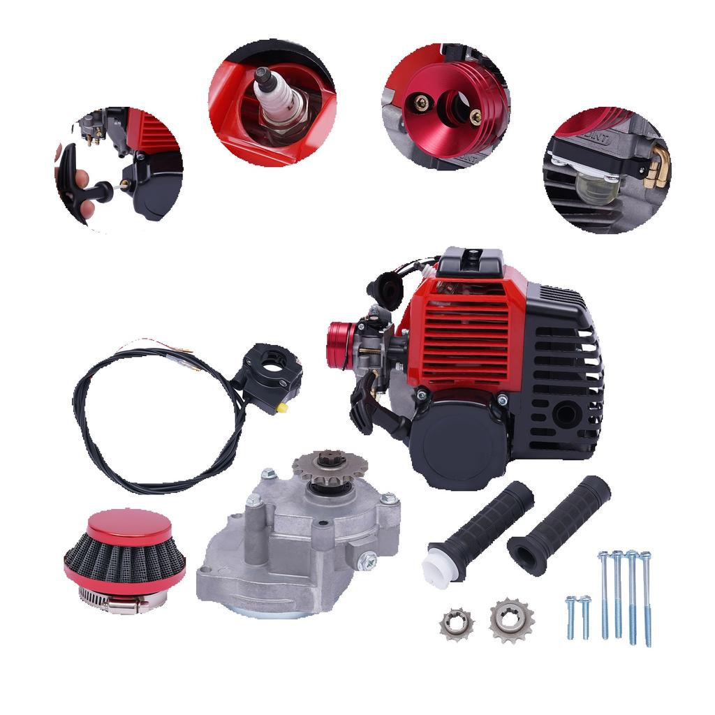 49CC 2 Stroke Gas Powered Engine Motor Kits Single Cylinder Air-Cooled Pull Start (for Vapor Scooter Pocket Motorcycle) Red