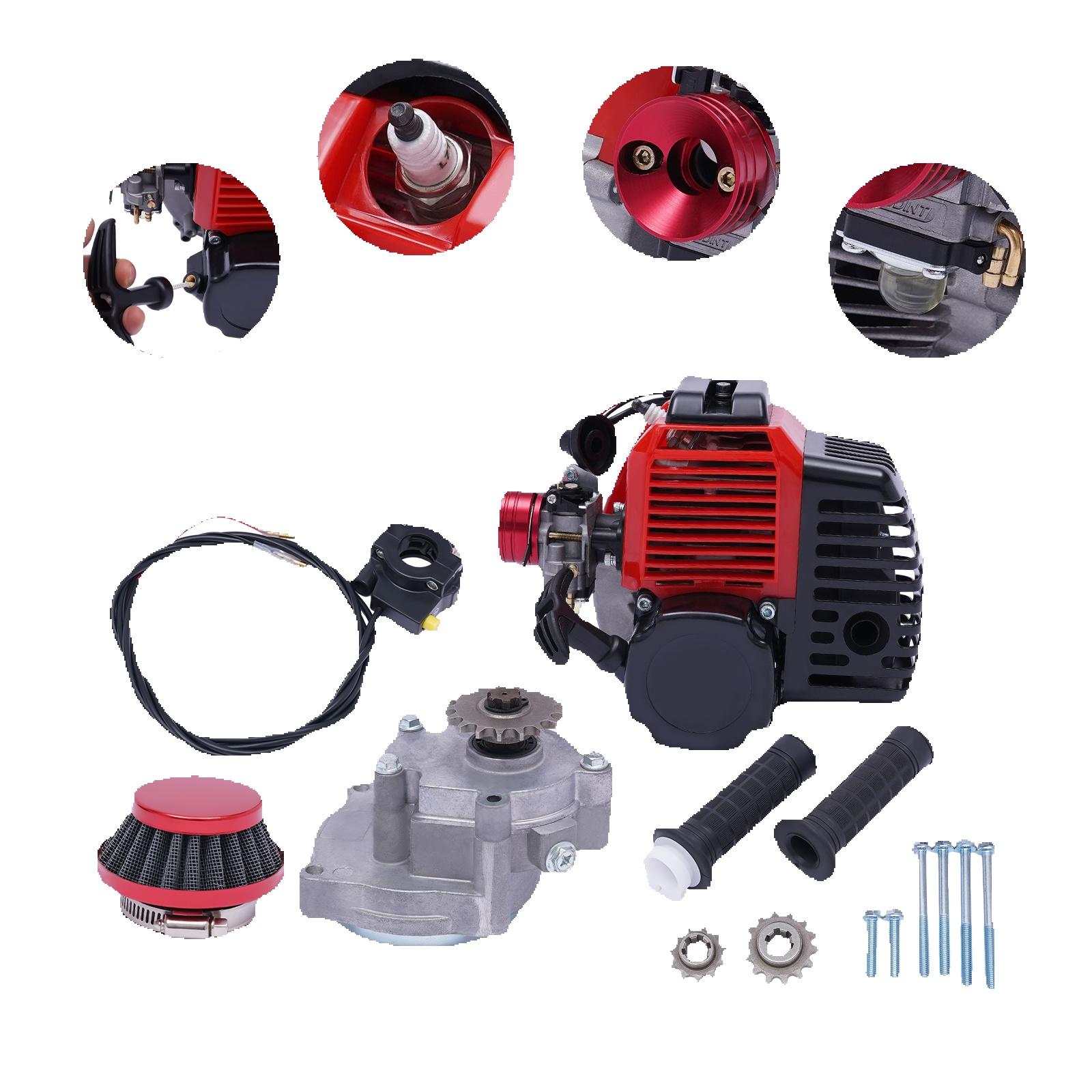 

49CC 2 Stroke Gas Powered Engine Motor Kits Single Cylinder Air-Cooled Pull Start (for Vapor Scooter Pocket Motorcycle) Red червоний