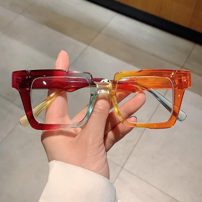 Rainbow Square Sunglasses Women For Men  Vintage Sun Glasses Luxury Brand Designer Punk Hip Hop Popular Colorful Shade Uv400