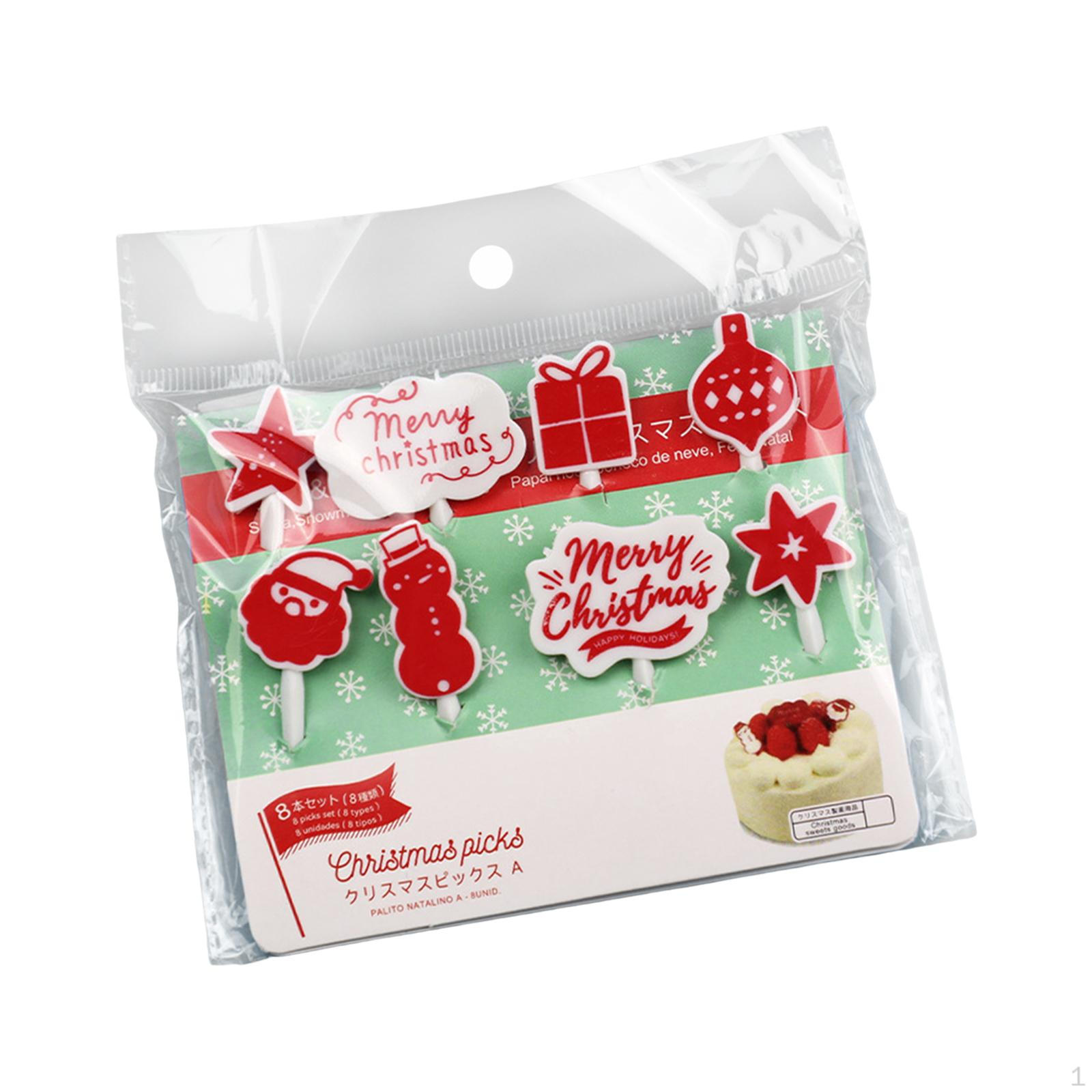 

8x рождественских вилок для еды, праздничные атрибуты, вилки для торта, закуски, выпечка, красные