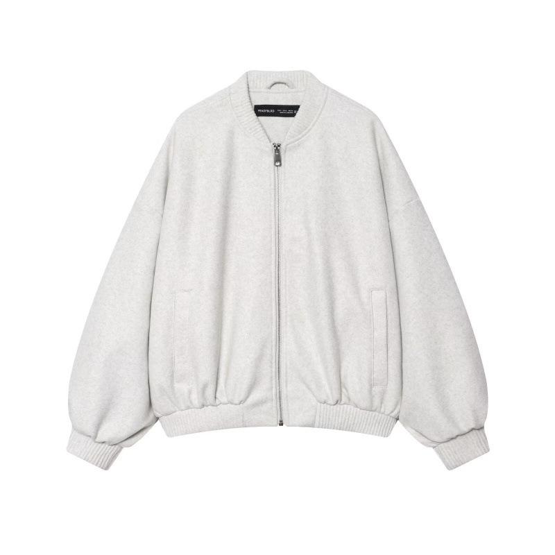 European American Women's Fashion Casual Stand Collar Loose Bomber Jacket Coat