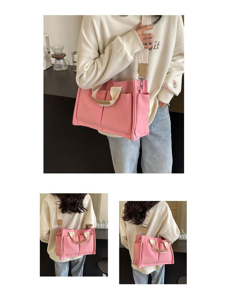2024 Multi-Layer Color Block Canvas Crossbody Tote Bag for Mommies