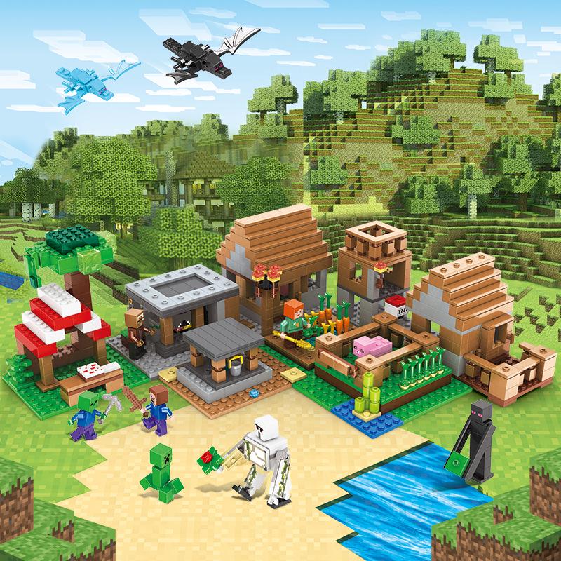 Minecraft-Themed Cave Village Construction Set for Kids - Educational Puzzle with Building Blocks