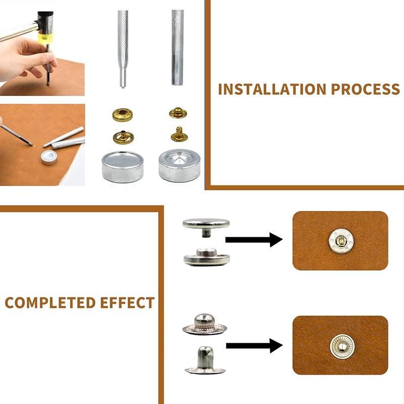 120Pcs Snap Fasteners Press Studs Set 12.5mm Metal Snap Buttons with 4 Install Tools No Sewing Snap Fastener Snaps Buttons Kit