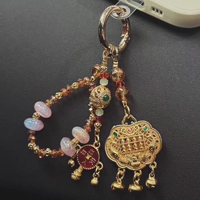 

[Safe and smooth] New Chinese safety lock mobile phone chain women s small carry pendant fashionable and advanced pendant pendant