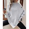 Europe, America, autumn and winter new women's sweater, fashionable knitted lapel bat sleeve cape top women