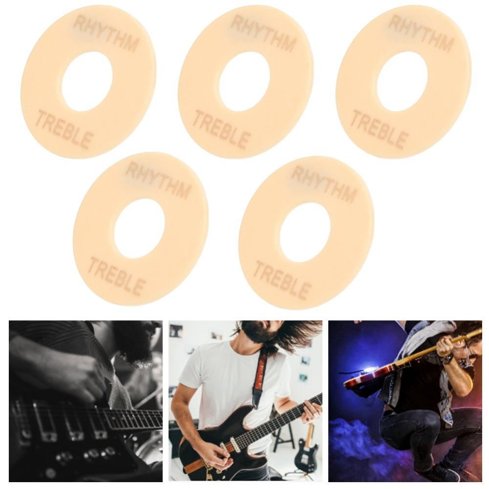 5PCS Cream+Gold Letter Toggle Switch Washer Plastic Guitar Switch Ring Electric Guitar