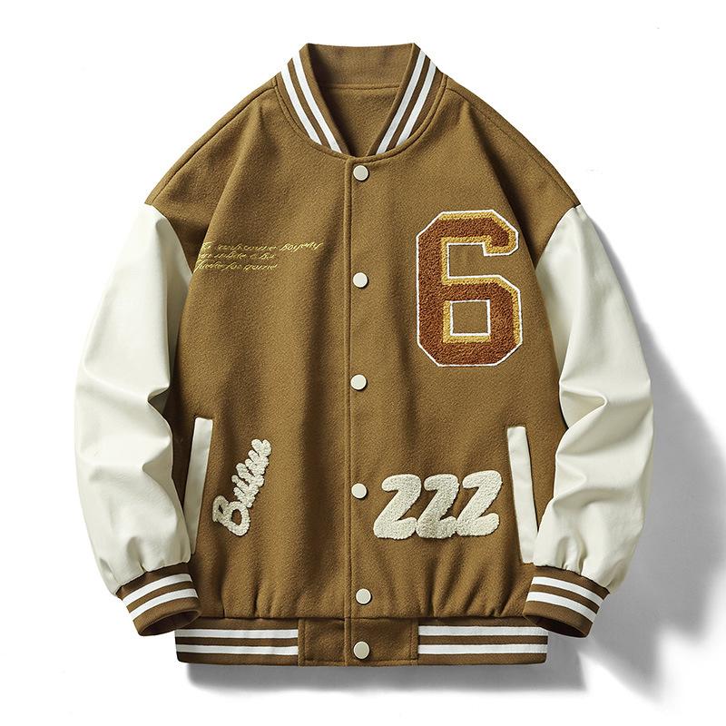 

Новая мужская бейсбольная куртка на весну и осень, вышитая, модная, универсальная, свободного кроя и стильная XXXXL коричневый