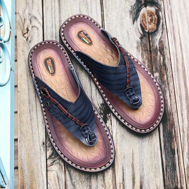Fashion POLALI Luxury Brand Flip Flops Soft Comfortable Microfiber Leather Slippers Beach Slipper Flip Flop Summer Shoe For Men Size 47