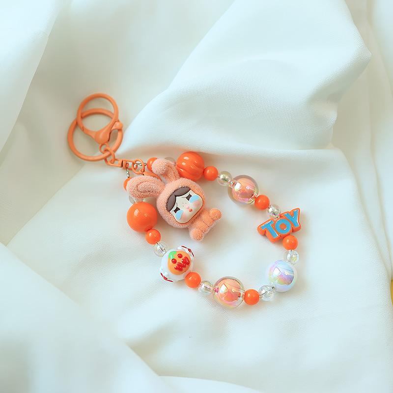 Creative Keychain Hand-painted Beaded Pendant Girl Heart Cute Backpack Bag Jewelry Pendant Gift