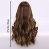 Fashionable Women's Wig: Large Waves, Brown with Blonde Highlights, High-Temperature Silk Wig