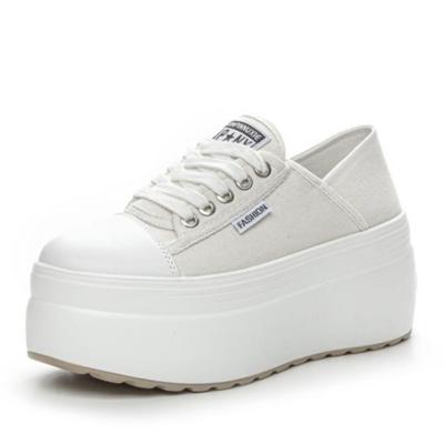 Fashion 8cm Denim Genuine Leather High Brand Breathable Spring Summer Platform Wedge Shoes Chunky Sneaker Casual Comfy Lady Shoes