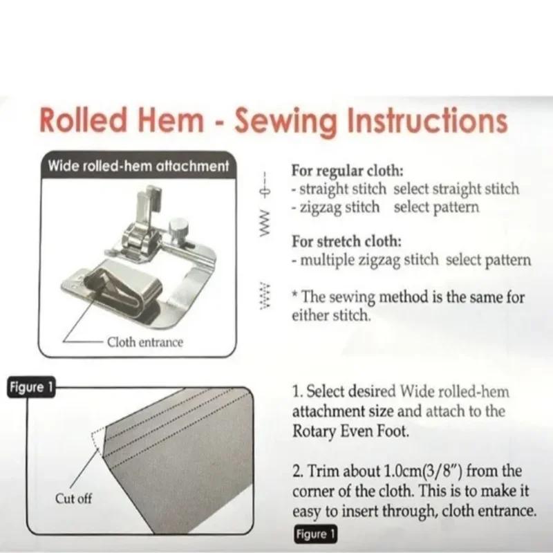 3 Sizes Wide Rolled Hem Pressure Foot Sewing Machine Presser Foot Hemmer Foot Set 1/2 Inch, 3/4 Inch, 1 Inch Low Shank Sewing Machine Presser Foot