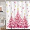 Christmas Tree Shower Curtain Green Trees Snowflake Decorative Bath Curtain Xmas Holiday Waterproof Fabric Bathroom Curtain Se