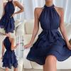Independent Station Spring Summer European And American New Women'S Clothing Splicing Sleeveless Lotus Leaf Edge Dress