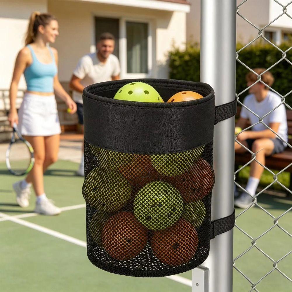 Foldable Pickleball Ball Holder Black Ball Storage Pouch Tennis Hanging Organizer Athletes