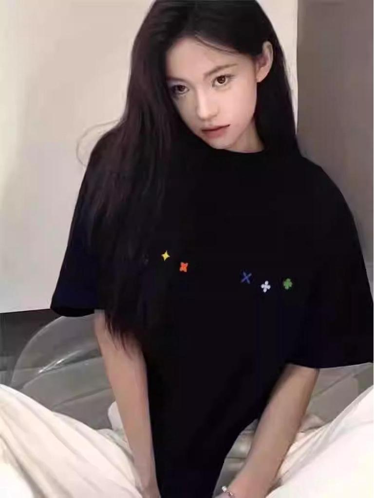 2025 Damen Trendiges Reines Baumwoll-T-Shirt mit Kurzen Ärmeln und Einseitiger Schulter