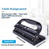 Adjustable 3 Hole Punches 30 Sheets Capacity Ergonomic Grip Hole Puncher Heavy Duty Labor Saving Hole Punches for Office