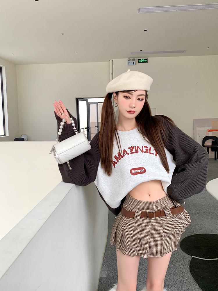 Women's Retro Houndstooth Pleated Midi & High Waist Mini Skirt - Autumn Collection XS