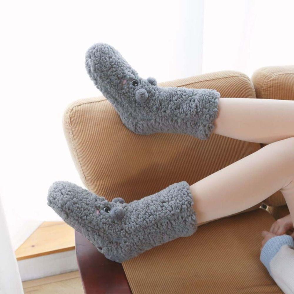 Plush Thick Thermal Socks Cartoon Fleece Sock Women Kawaii Floor Socks  Indoor