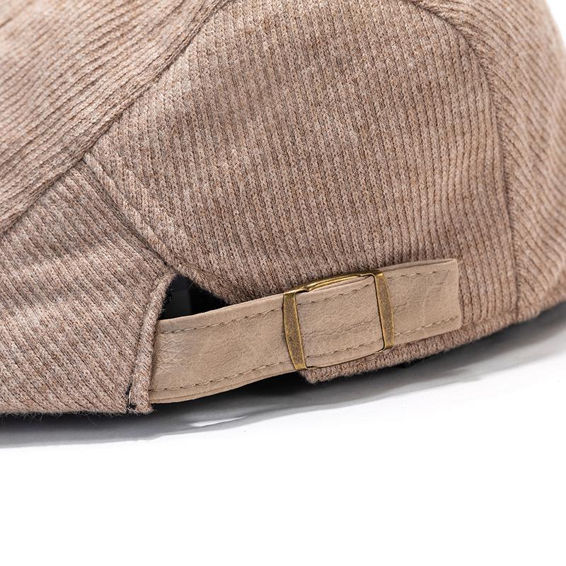 Autumn Winter Peaked Cap Men Vintage Corduroy Forward Cap Women's British Style Warm Beret Cap