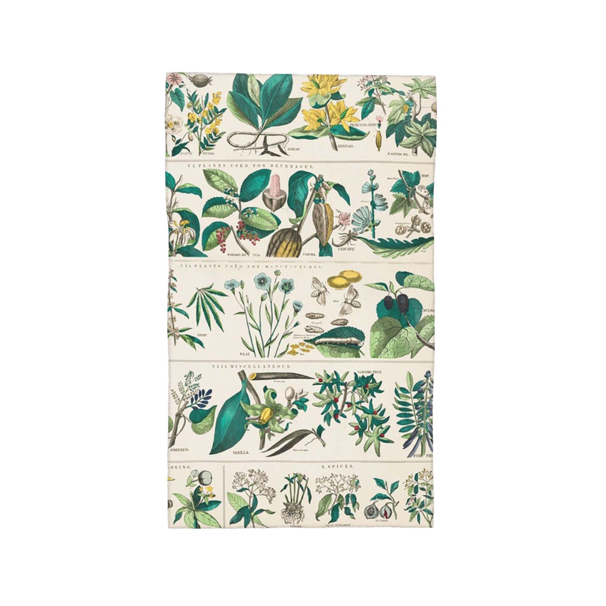 Antique Plant Chart Soft Face Towel Quick Dry Pool Bath Cotton Towels Absorbent W40*H60(CM)