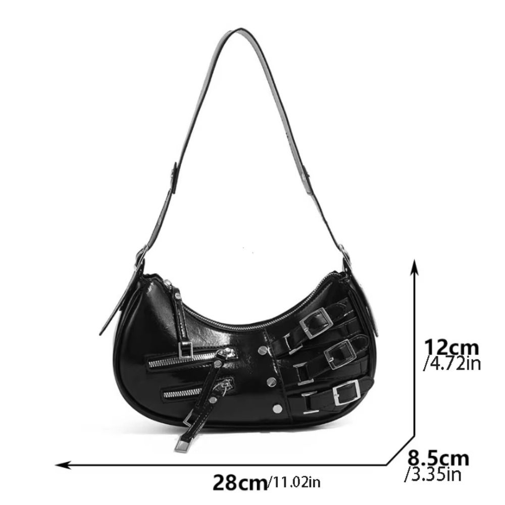 Spicy Girl Retro Rivet Shoulder Bag Pu Leather Motorcycle Bag Portable Locomotive Pack Streetwear