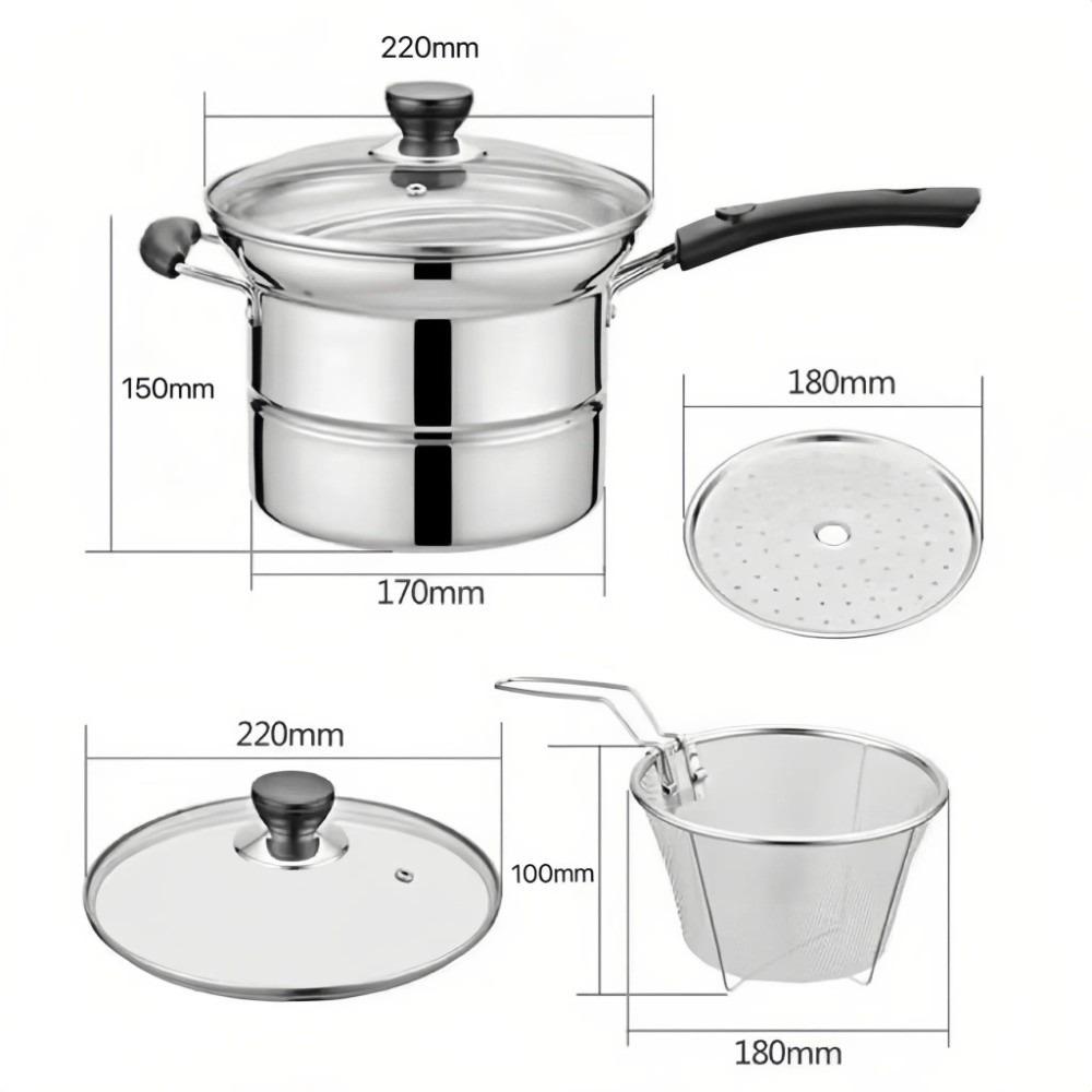 

4pcs Stainless Steel Fryer Pot Mesh Strainer Net Food Colander Deep Frying Pot Cooking 22cm-4pcs