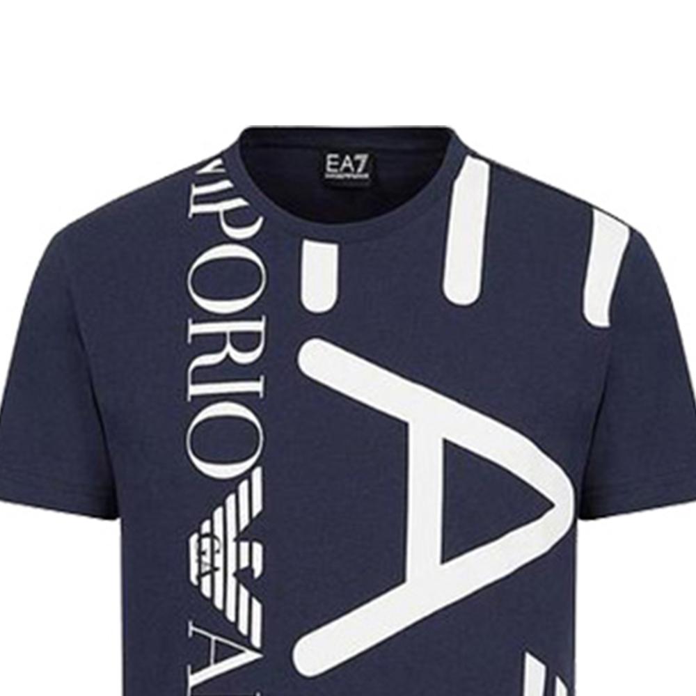 Emporio Armani Ss22 Cotton Letter Crew Neck Short Sleeve T-Shirt Men Tops Navy-Blue 3KPT07-PJA2Z-1554