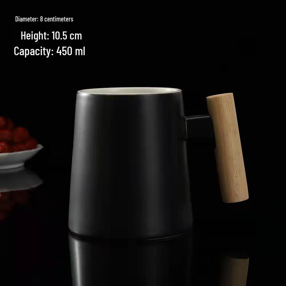 Logo Printed Ceramic Mug with Wooden Handle, Lid, Spoon, and Gift Box - Ideal for Business and Events