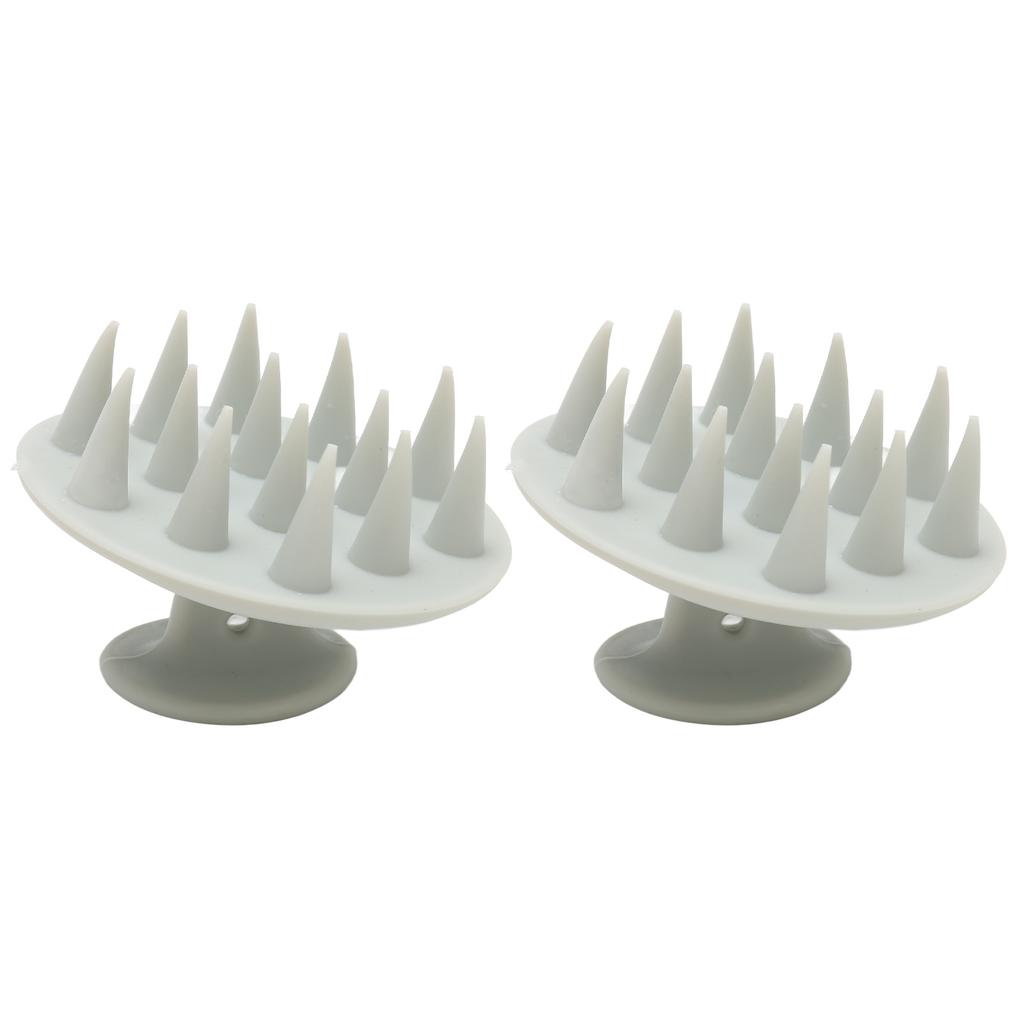 2pcs Silicone Hair Washing Scalp Massager Itch Relief Dandruff Removal Gray Shampoo Brush for Men Women
