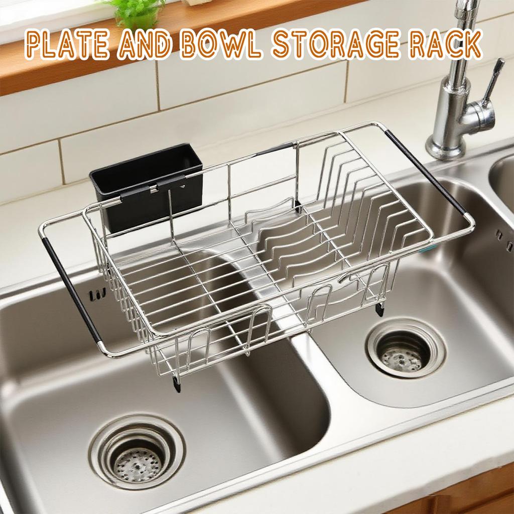 Dish Drying Rack In Sink, Expandable Stainless Steel Dish Drainer For Kitchen Sink
