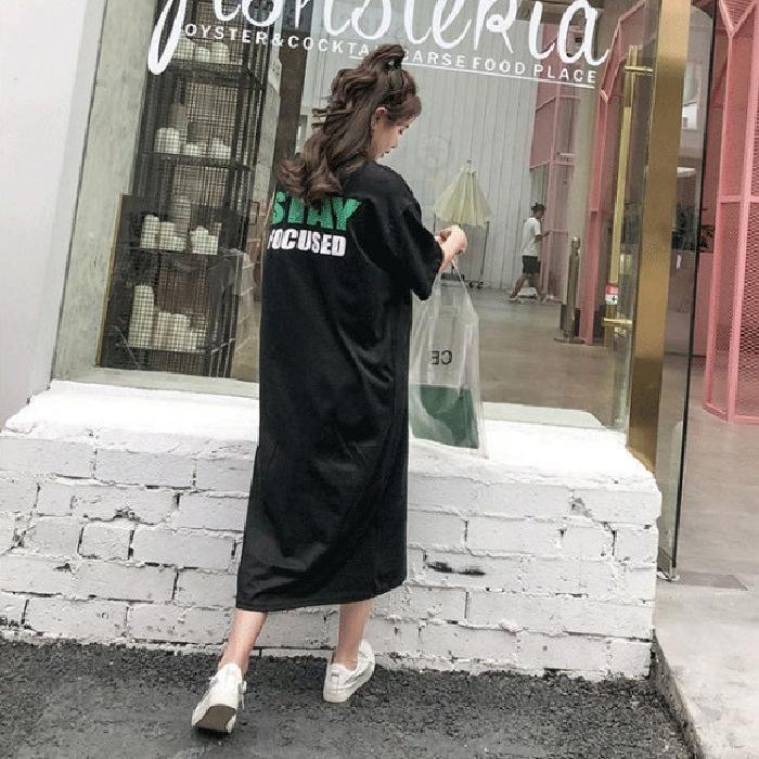 Summer Women's Casual Long Dress Loose Over The Knee T-shirt Long Dress