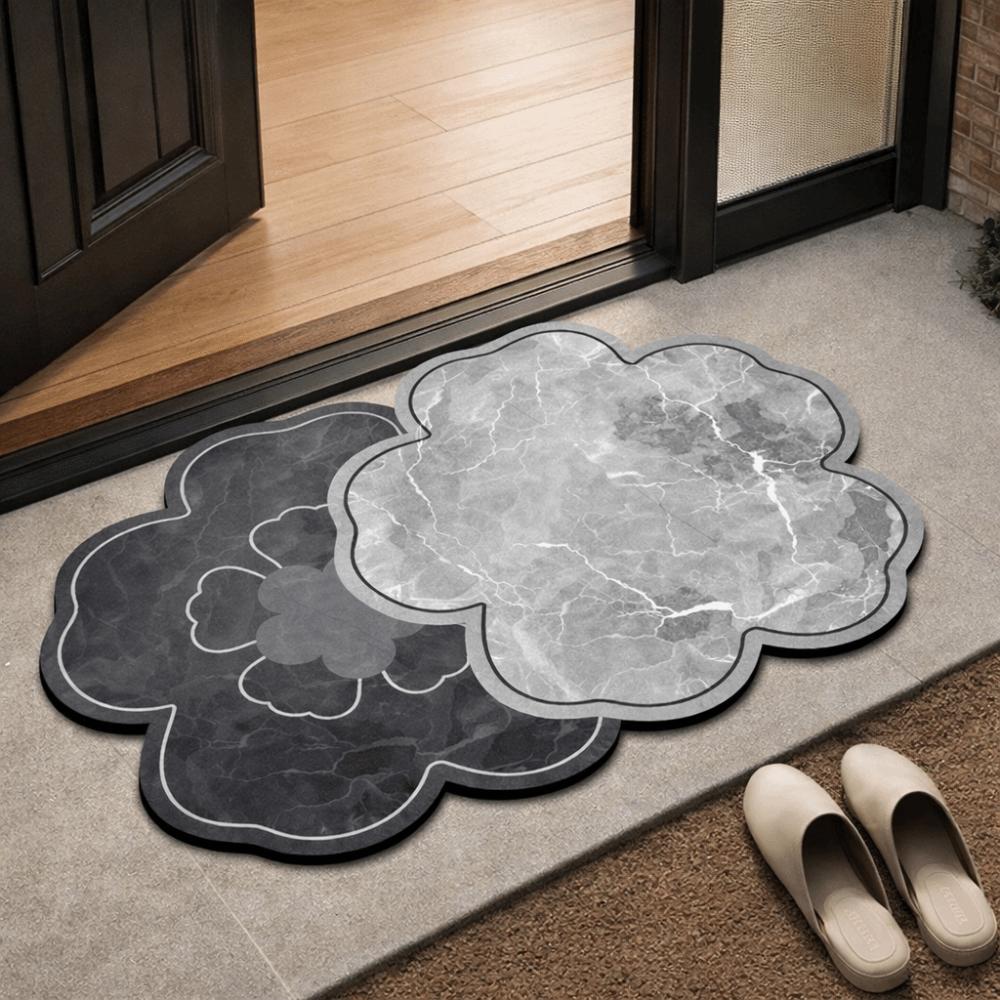 Modern Style Non-Slip Diatomite Bathroom Mat Wear-resistant Quick Dry Flower Door Mat Soft Water-absorbing Kitchen Rug Bathroom