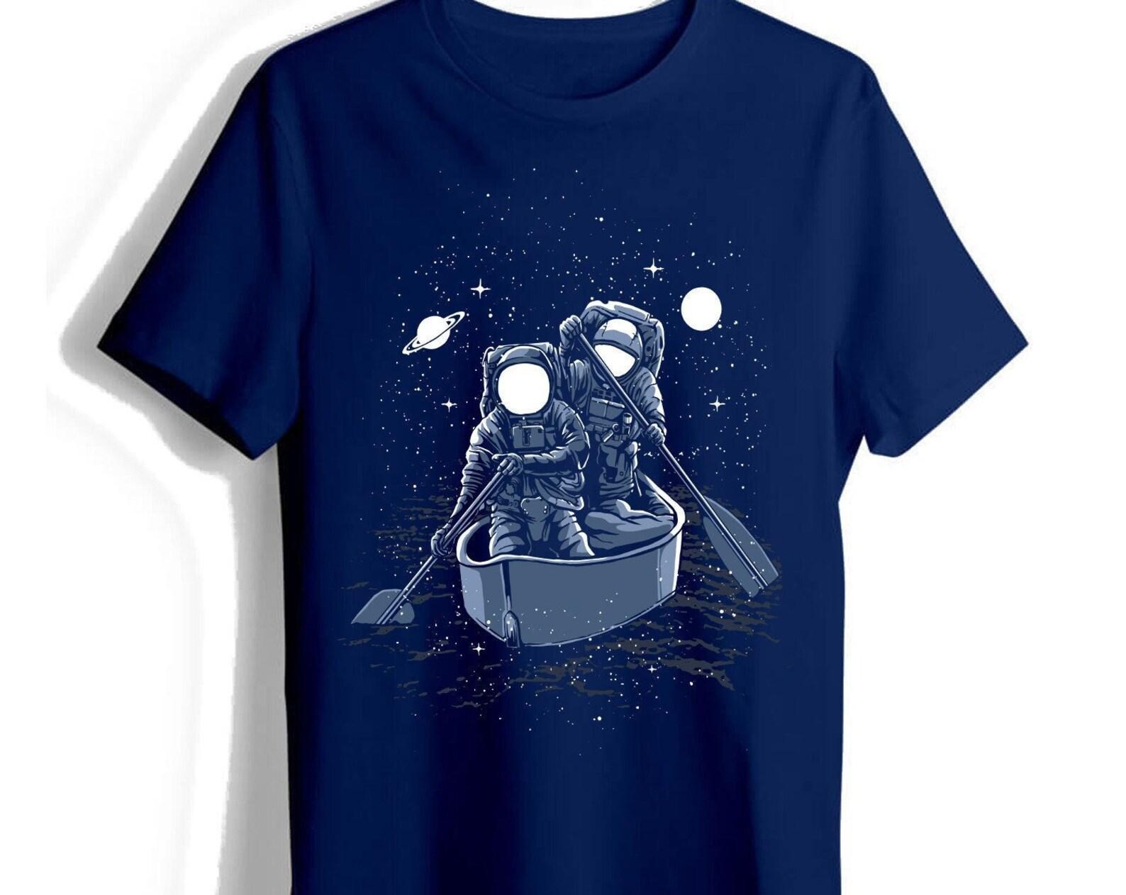 Hero Tee, Funny Trippy Tee Shirt, Astronauts Take a Boat Across the Galaxy T shirt, Milky Way Space T shirt Gift XL
