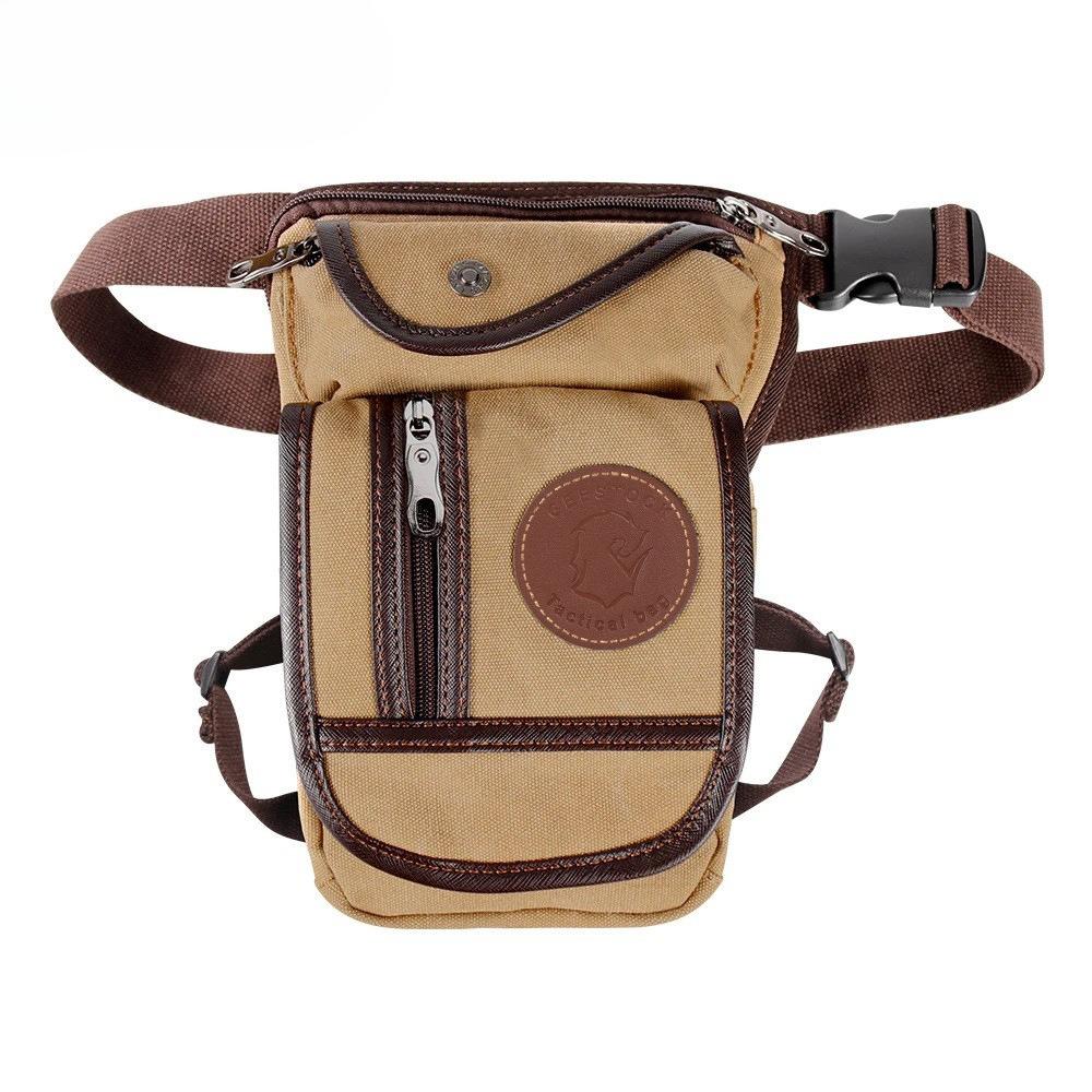 New Men s crossbody bag multifunctional sports European American retro outdoor travel waist bag motorcycle riding canvas leg bag