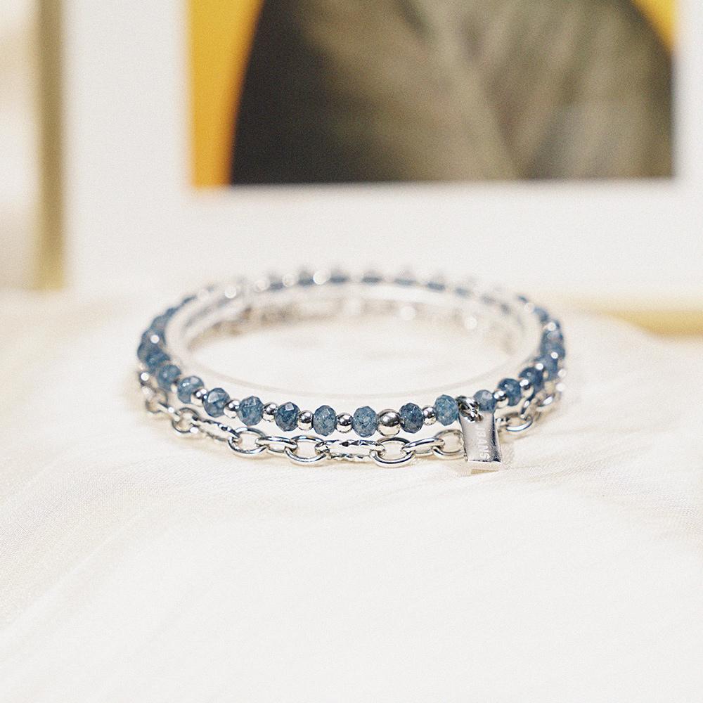 Jbans Classic Deep Blue Rondel Cut Slim 685 3X1 Binding Round Ring 1250 Bracelet Set (C2501-Se416_Na)