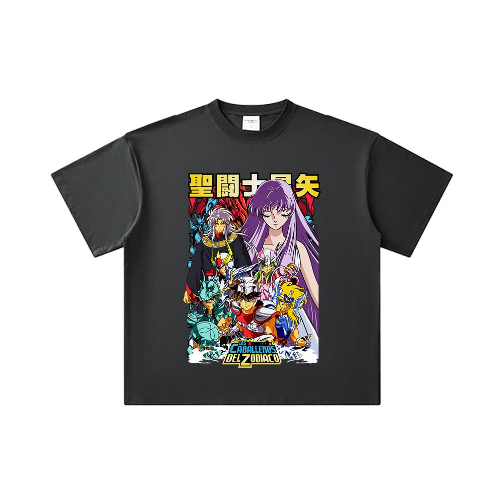 260 GSM Double Yarn 32 Count 100% Cotton Saint Seiya V2 Print Unisex Heavy Cotton T Shirt