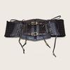 Lace Corset Punk Black Wide Belt With Chain Pu Leather Slimming Body Belts for Women Elastic High Waist Belt Female Cummerbunds
