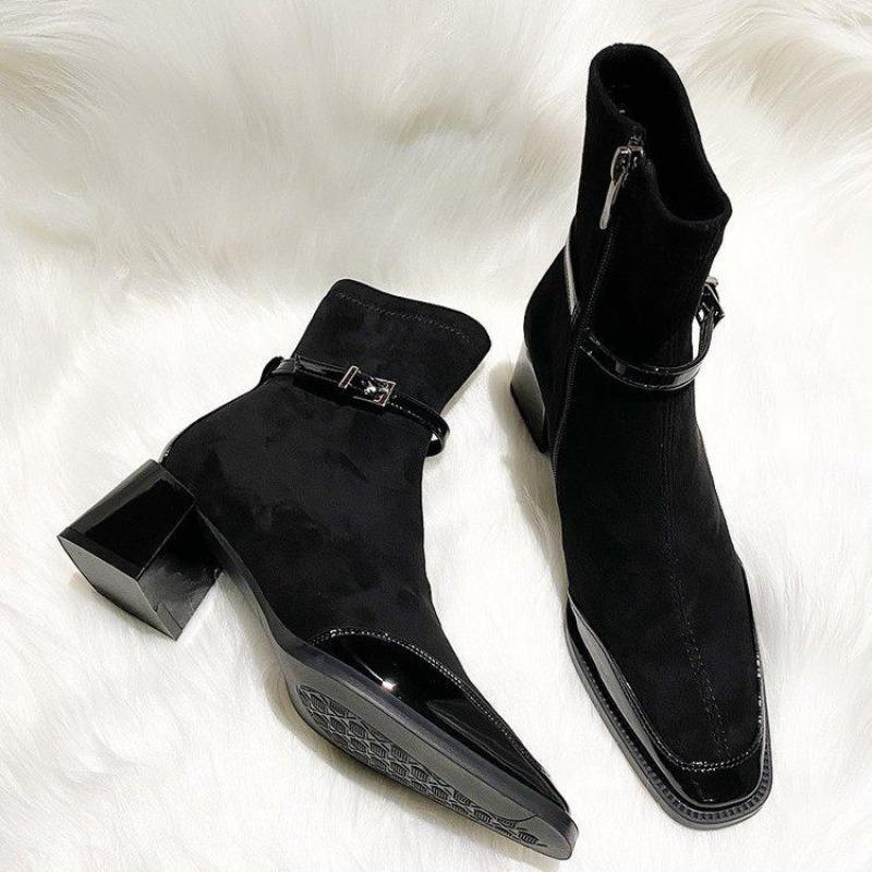 Fashion Women Ankle Boots Elegant Fashion High Heels Shoes 2025 Designer New Winter Party Chunky Chelsea Boots Sexy Woman Pumps Botas