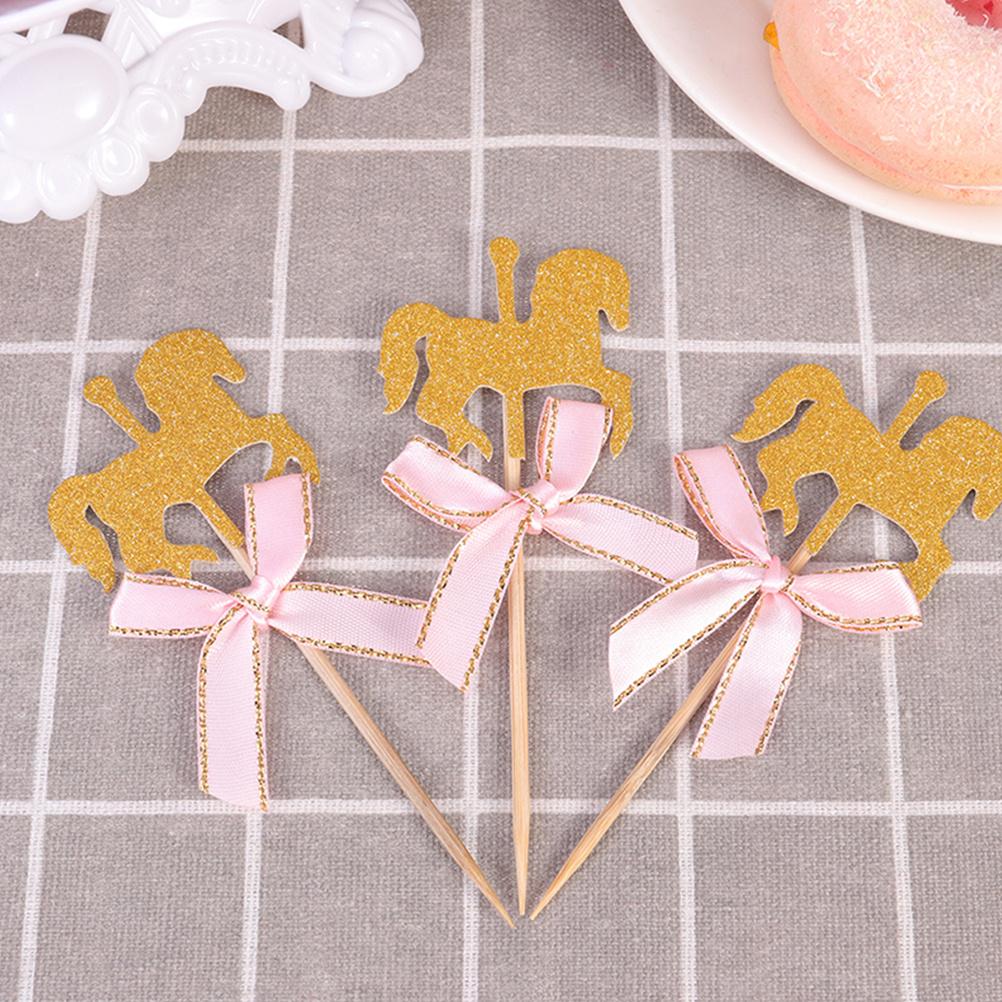 40Pcs Cake Topper for Shower Carousel Horse Theme Party Cake Decor Suitable for Dance Party Proposal Baking Topper