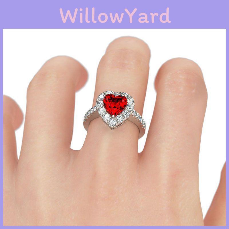 Luxurious Silver Plated Ring With Brilliant Red Ruby Rhinestone For Special Occasions