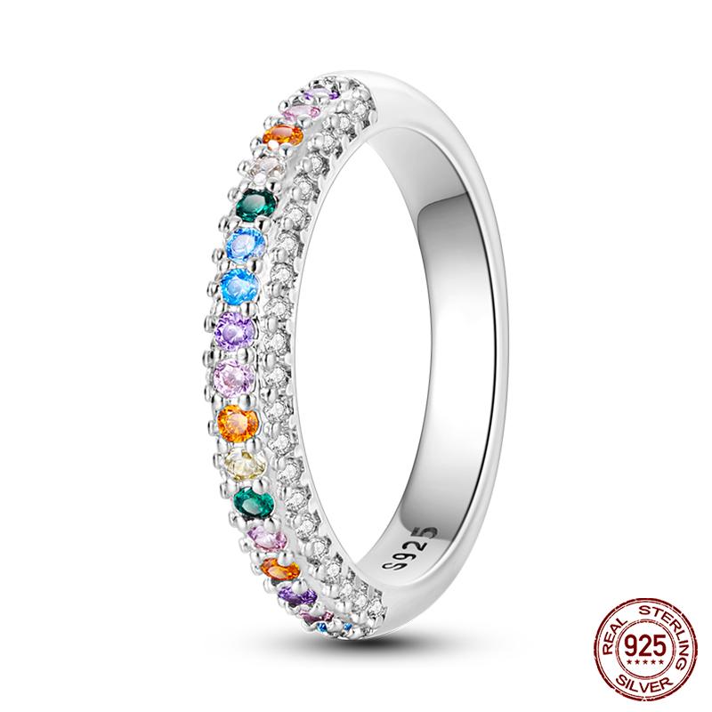 Real 925 Silver Plate Colorful Dragonfly Butterfly Cubic Zircon Rings For Women Wedding Engagement Birthday Jewelry Gift