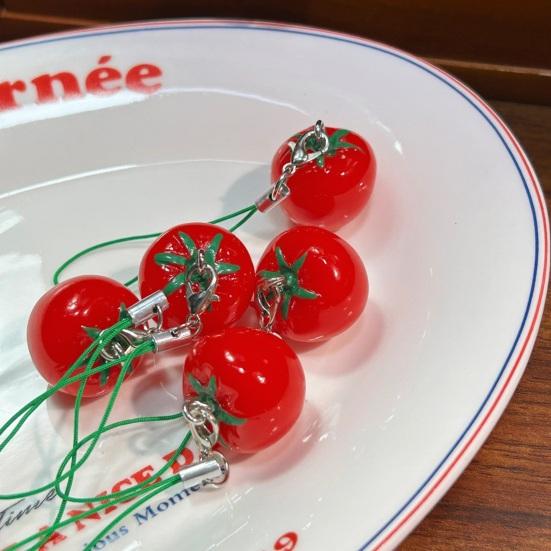 Decorative Pendant with Lanyard 1:1 Realistic Red Tomato Shape Keychain Bag Charm Mobile Phone Hanging
