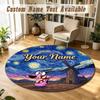 Courage the Cowardly Dog Personalized Round Rug Support Custom Name, Soft Home Decor Mat