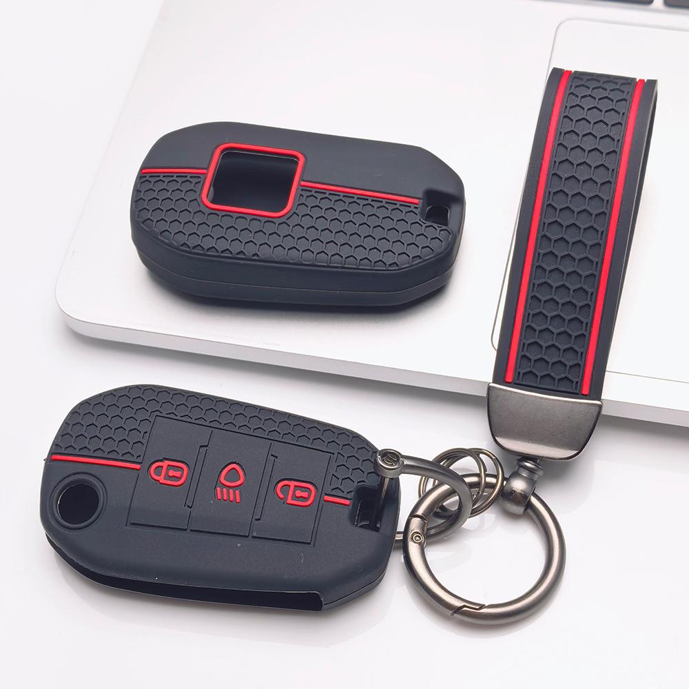 Key Fob Cover for Peugeot 3008 5008 208 301 308 C1 C2 C3 with Keychain Anti-Scratch Surface Shockproof Structure Soft Grip Texture