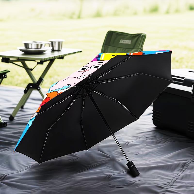 Gum-ball's Amazing World Umbrella Folding umbrella, automatic umbrella 8-Frame for Travel, camping Use Gift for Halloween Christmas