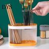 Utensil Organizer Holder Cutlery Drainer Two-compartments Transparent Wall Mounted Chopsticks Drainable Chopstick Cage Spoon Fork Drain Storage