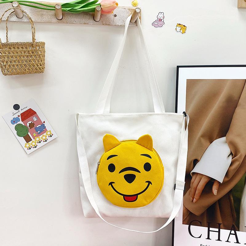 Cartoon-Leinwandtasche Damen 2025 neue Mode bedruckte tragbare Einkaufstasche mit einfacher Textur Tragetasche